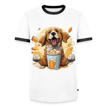 The Caffeine Dunker - Men's Ringer Shirt - white/black - Front - AI Model Female 172 light (172cm) & AI Model Male 178 dark (178cm)