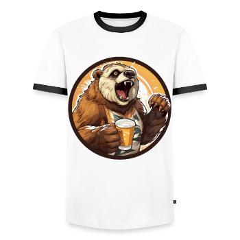 The Caffeine Slammer - Men's Ringer Shirt - white/black - Front - AI Model Female 172 light (172cm) & AI Model Male 178 dark (178cm)