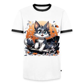 Le pianiste parfait - T-shirt contrasté Homme - blanc/noir - Devant - AI Model Female 172 light (172cm) & AI Model Male 178 dark (178cm)