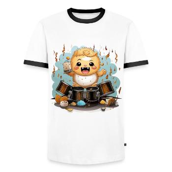 The Spiky Percussionist - Men's Ringer Shirt - white/black - Front - AI Model Female 172 light (172cm) & AI Model Male 178 dark (178cm)