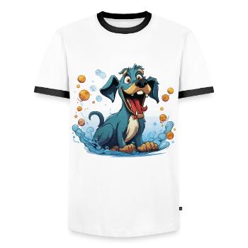 Le trompettiste qui souffle des bulles - T-shirt contrasté Homme - blanc/noir - Devant - AI Model Female 172 light (172cm) & AI Model Male 178 dark (178cm)