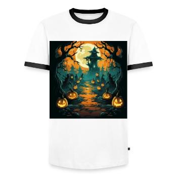 Der verzauberte Weg - Männer Kontrast-T-Shirt - Weiß/Schwarz - Vorne - AI Model Female 172 light (172cm) & AI Model Male 178 dark (178cm)