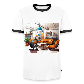Collaboration dynamique - T-shirt contrasté Homme - blanc/noir - Devant - AI Model Female 172 light (172cm) & AI Model Male 178 dark (178cm)