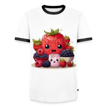Berry Bliss - Men's Ringer Shirt - white/black - Front - AI Model Female 172 light (172cm) & AI Model Male 178 dark (178cm)