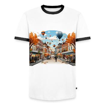 Spectacle festif - T-shirt contrasté Homme - blanc/noir - Devant - AI Model Female 172 light (172cm) & AI Model Male 178 dark (178cm)