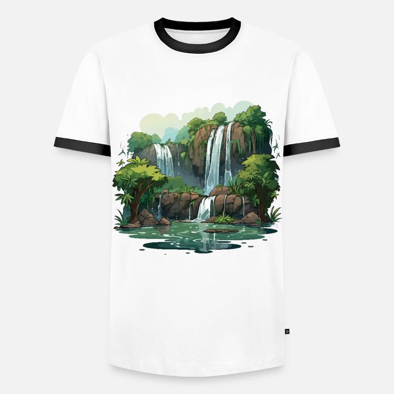 Waterfall Wander - Men's Ringer Shirt - white/black