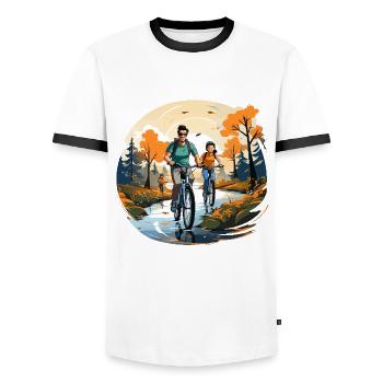 Pédales de l’unité - T-shirt contrasté Homme - blanc/noir - Devant - AI Model Female 172 light (172cm) & AI Model Male 178 dark (178cm)
