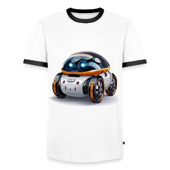 Ride into the Future - Men's Ringer Shirt - white/black - Front - AI Model Female 172 light (172cm) & AI Model Male 178 dark (178cm)