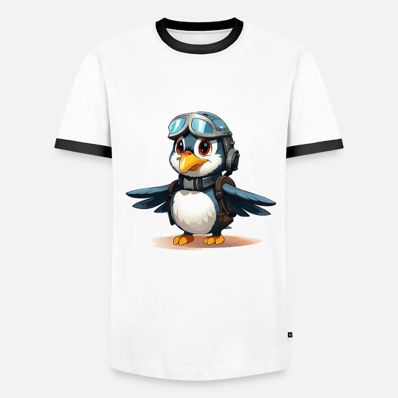 The Adventurous Penguin Pilot - Men's Ringer Shirt - white/black