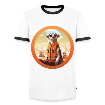 Le sauveteur suricate attentif - T-shirt contrasté Homme - blanc/noir - Devant - AI Model Female 172 light (172cm) & AI Model Male 178 dark (178cm)