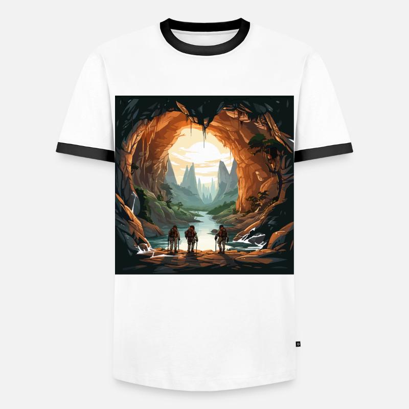 Die Höhlenforscher - Männer Kontrast-T-Shirt - Weiß/Schwarz