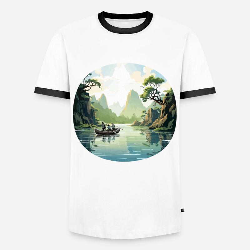 Die Flusswanderer - Männer Kontrast-T-Shirt - Weiß/Schwarz