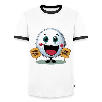 Der Showdown der Jokester - Männer Kontrast-T-Shirt - Weiß/Schwarz - Vorne - AI Model Female 172 light (172cm) & AI Model Male 178 dark (178cm)