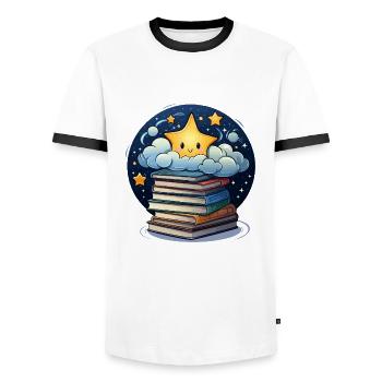 Versets célestes - T-shirt contrasté Homme - blanc/noir - Devant - AI Model Female 172 light (172cm) & AI Model Male 178 dark (178cm)