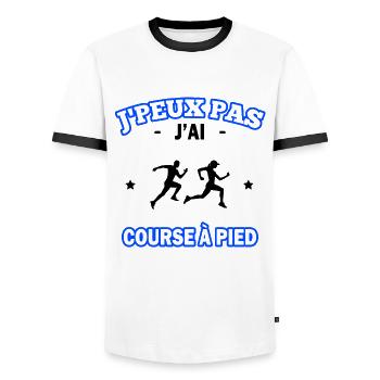 j peux pas j ai Course à pied - T-shirt contrasté Homme - blanc/noir - Devant - AI Model Female 172 light (172cm) & AI Model Male 178 dark (178cm)
