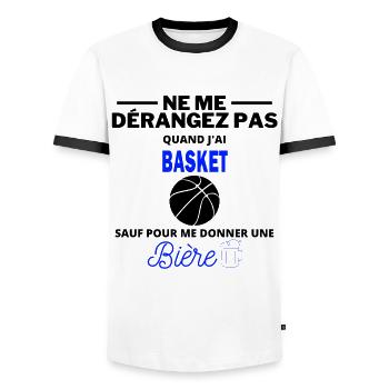 basket et bière humour alcool - T-shirt contrasté Homme - blanc/noir - Devant - AI Model Female 172 light (172cm) & AI Model Male 178 dark (178cm)