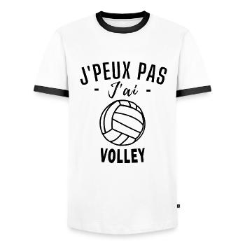 Je peux pas j'ai volley - T-shirt contrasté Homme - blanc/noir - Devant - AI Model Female 172 light (172cm) & AI Model Male 178 dark (178cm)