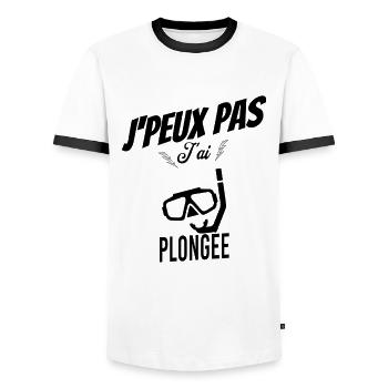 J'peux pas j'ai plongée - T-shirt contrasté Homme - blanc/noir - Devant - AI Model Female 172 light (172cm) & AI Model Male 178 dark (178cm)
