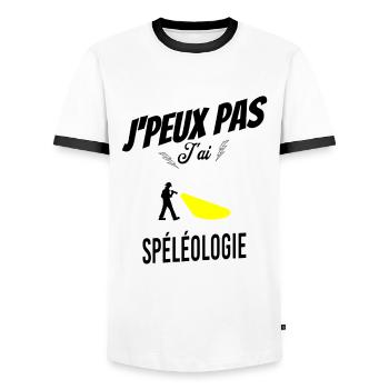 J'peux pas j'ai spéléologie - T-shirt contrasté Homme - blanc/noir - Devant - AI Model Female 172 light (172cm) & AI Model Male 178 dark (178cm)