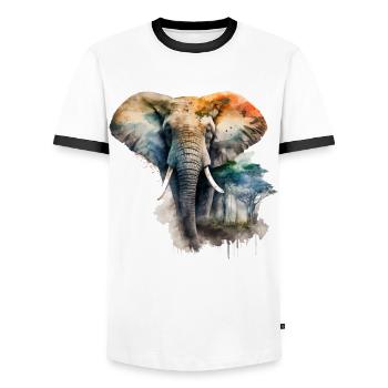 Elephant Forest Nature Gift Motif animal pour hommes - T-shirt contrasté Homme - blanc/noir - Devant - AI Model Female 172 light (172cm) & AI Model Male 178 dark (178cm)