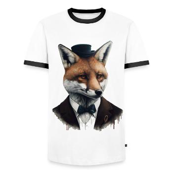 Fuchs Kunst Kreativ Tier Anzug Smoking Geschenk - Männer Kontrast-T-Shirt - Weiß/Schwarz - Vorne - AI Model Female 172 light (172cm) & AI Model Male 178 dark (178cm)
