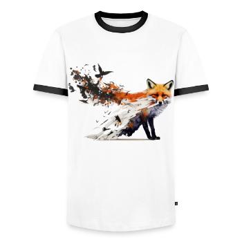 Fuchs Vogel Kunst Bunt Waldtiere Rotfuchs Geschenk - Männer Kontrast-T-Shirt - Weiß/Schwarz - Vorne - AI Model Female 172 light (172cm) & AI Model Male 178 dark (178cm)