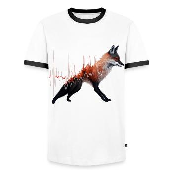 Fuchs Herzschlag Geschenk EKG Tier Puls Kunst Zoo - Männer Kontrast-T-Shirt - Weiß/Schwarz - Vorne - AI Model Female 172 light (172cm) & AI Model Male 178 dark (178cm)