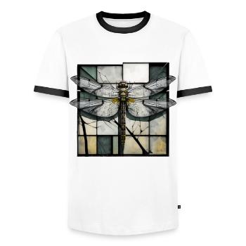 Dragonfly Insects Art Gift Artwork Animal - Men's Ringer Shirt - white/black - Front - AI Model Female 172 light (172cm) & AI Model Male 178 dark (178cm)
