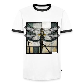 Dragonfly Insects Art Gift Artwork Animal - Men's Ringer Shirt - white/black - Front - AI Model Female 172 light (172cm) & AI Model Male 178 dark (178cm)
