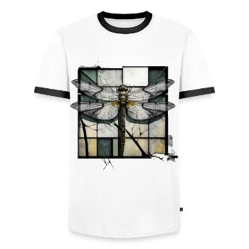 Dragonfly Insects Art Gift Artwork Animal - Men's Ringer Shirt - white/black - Front - AI Model Female 172 light (172cm) & AI Model Male 178 dark (178cm)
