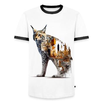 Luchs Kunst Kunstwerk Luchse Tier Geschenk - Männer Kontrast-T-Shirt - Weiß/Schwarz - Vorne - AI Model Female 172 light (172cm) & AI Model Male 178 dark (178cm)