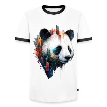 Panda Architecture Colorée Tête Cadeau Animal Panda Ours - T-shirt contrasté Homme - blanc/noir - Devant - AI Model Female 172 light (172cm) & AI Model Male 178 dark (178cm)