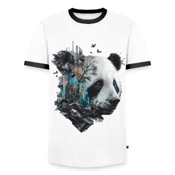 Panda Architecture Colorée Tête Cadeau Animal Panda Ours - T-shirt contrasté Homme - blanc/noir - Devant - AI Model Female 172 light (172cm) & AI Model Male 178 dark (178cm)