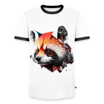 Red Panda Gift Panda Bear Art Animal Zoo Motif - Men's Ringer Shirt - white/black - Front - AI Model Female 172 light (172cm) & AI Model Male 178 dark (178cm)