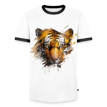 Tiger Kunst Bunt Raubkatze Geschenkidee Frau Tier - Männer Kontrast-T-Shirt - Weiß/Schwarz - Vorne - AI Model Female 172 light (172cm) & AI Model Male 178 dark (178cm)
