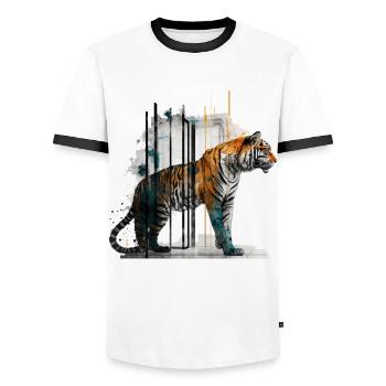 Tiger Kunst Architektur Kunstwerk Geschenk Tier - Männer Kontrast-T-Shirt - Weiß/Schwarz - Vorne - AI Model Female 172 light (172cm) & AI Model Male 178 dark (178cm)