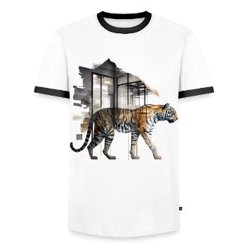 Tiger Art Architecture Artwork Gift Animal - T-shirt contrasté Homme - blanc/noir - Devant - AI Model Female 172 light (172cm) & AI Model Male 178 dark (178cm)