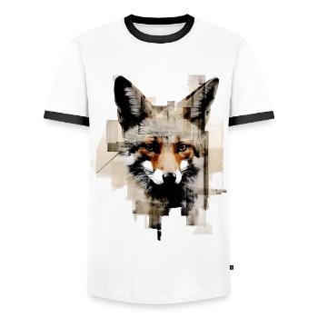Fuchs Tierliebhaber Geschenk Wildtier Tier Motiv - Männer Kontrast-T-Shirt - Weiß/Schwarz - Vorne - AI Model Female 172 light (172cm) & AI Model Male 178 dark (178cm)