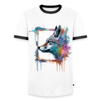 Fuchs Tierliebhaber Geschenk Wildtier Tier Motiv - Männer Kontrast-T-Shirt - Weiß/Schwarz - Vorne - AI Model Female 172 light (172cm) & AI Model Male 178 dark (178cm)