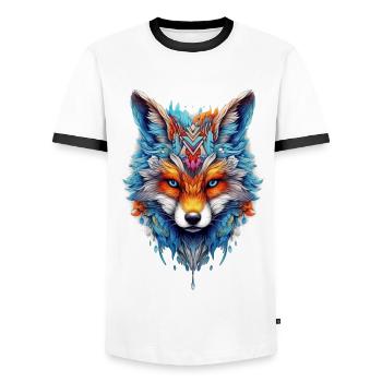 Fox Animal Lover Gift Wild Animal Animal Motif - Men's Ringer Shirt - white/black - Front - AI Model Female 172 light (172cm) & AI Model Male 178 dark (178cm)