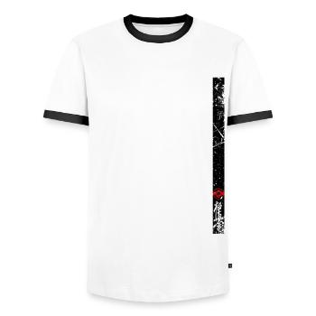 Karate Kyokushinkai Kanji Martial Art Japan - Men's Ringer Shirt - white/black - Front - AI Model Female 172 light (172cm) & AI Model Male 178 dark (178cm)