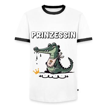 Carnaval Princesse Crocodile Drôle Cologne Alaaf - T-shirt contrasté Homme - blanc/noir - Devant - AI Model Female 172 light (172cm) & AI Model Male 178 dark (178cm)