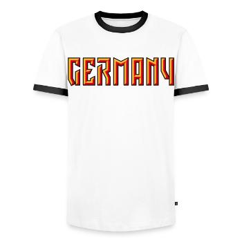 Germany Schriftzug (Relief / 3D / 3C) - Männer Kontrast-T-Shirt - Weiß/Schwarz - Vorne - AI Model Female 172 light (172cm) & AI Model Male 178 dark (178cm)