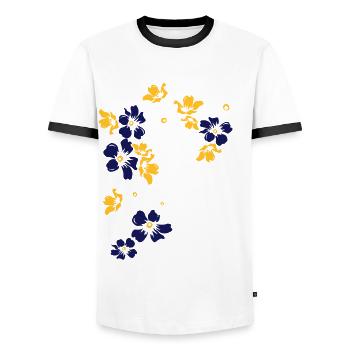 flowers - T-shirt contrasté Homme - blanc/noir - Devant - AI Model Female 172 light (172cm) & AI Model Male 178 dark (178cm)