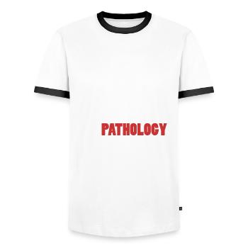Pathology T-Shirt - Men's Ringer Shirt - white/black - Front - AI Model Female 172 light (172cm) & AI Model Male 178 dark (178cm)