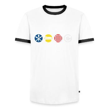 Jeux de société - T-shirt contrasté Homme - blanc/noir - Devant - AI Model Female 172 light (172cm) & AI Model Male 178 dark (178cm)