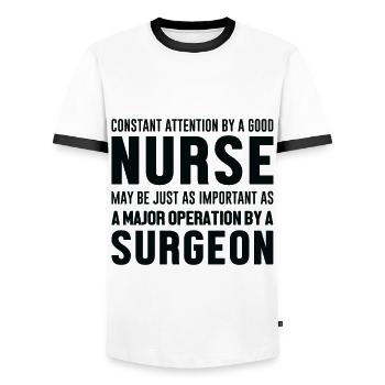 Krankenpflegerin - Männer Kontrast-T-Shirt - Weiß/Schwarz - Vorne - AI Model Female 172 light (172cm) & AI Model Male 178 dark (178cm)
