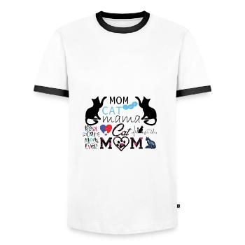 Maman chat - maman chat - T-shirt contrasté Homme - blanc/noir - Devant - AI Model Female 172 light (172cm) & AI Model Male 178 dark (178cm)