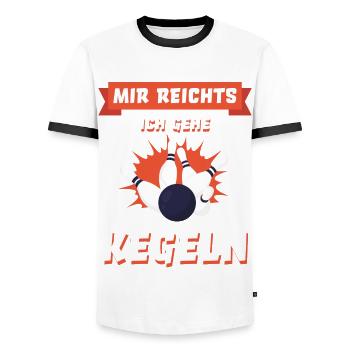 Kegeln Kegler Kegelspruch lustig Geschenk - Männer Kontrast-T-Shirt - Weiß/Schwarz - Vorne - AI Model Female 172 light (172cm) & AI Model Male 178 dark (178cm)