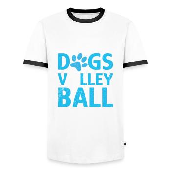I like Dogs Volleyball and 3 People - Männer Kontrast-T-Shirt - Weiß/Schwarz - Vorne - AI Model Female 172 light (172cm) & AI Model Male 178 dark (178cm)